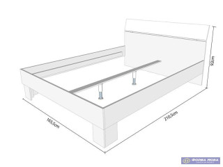 Брачен кревет БОН 160* без под Сиви  храст/ Опак Бела 