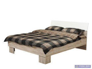 Брачен кревет БОН 160* без под Сиви  храст/ Опак Бела 