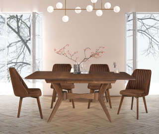 Трпезариска маса АРЕС -140ХЛ плоча Беж/ногарки Амаро Мит. 