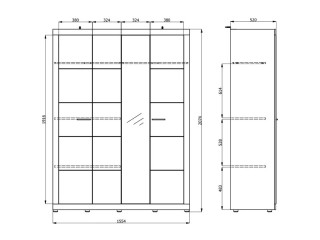 Ормар КАРТЕНА 4К1О h207 ПК2-w751 Артисан храст/Опак бела 