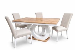 Трпезариска маса О  Бела мат/Артисан храст плоча Вин 