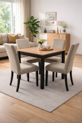 Трпезариска маса ЈУНИОР М Артисан храст плоча / Црна мат Вин 