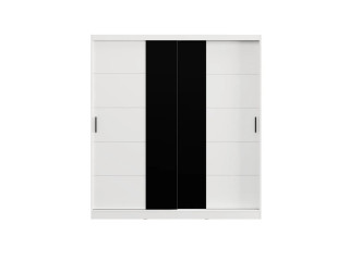 Гардеробер БАСО 200 Опак бела/ Црно Стакло 