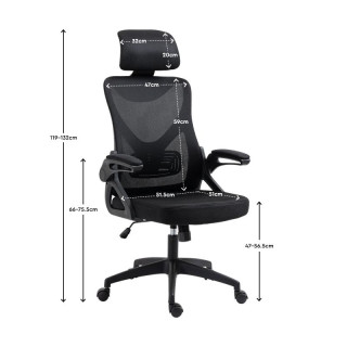 КАНЦЕЛАРИСКО СТОЛЧЕ W-21-9 ЦРНО СО МРЕЖА 63?61?128,5 cm 
