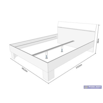 Брачен кревет БОН 160* без под Сиви  храст/ Опак Бела 