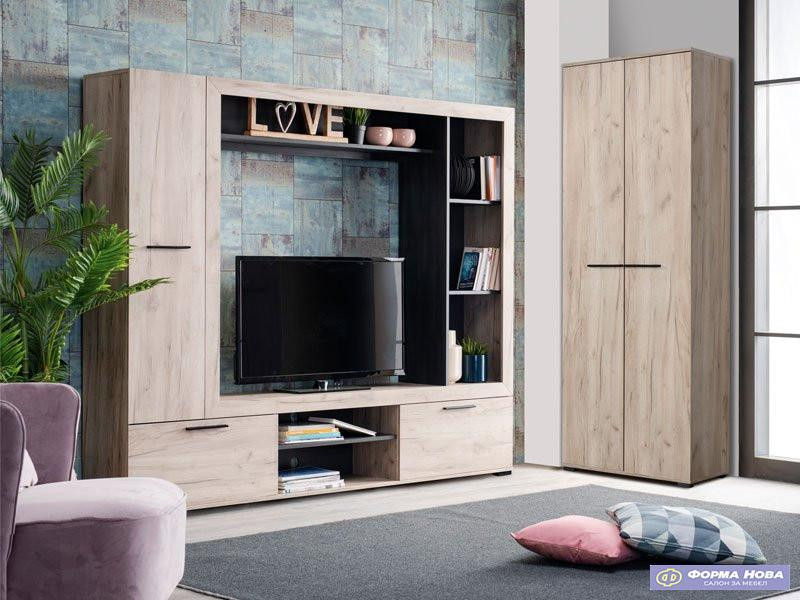 Регал ЛОРКА Сиви храст/ Црн храст