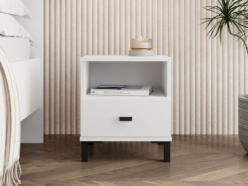 Ноќно ормарче САЛАМИС НО1Ф Опак бела 