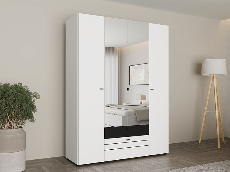 Ормар БИТИНИЈА 4К2Ф2О h207 ПК2- w367 Опак бела/Црна 5737 