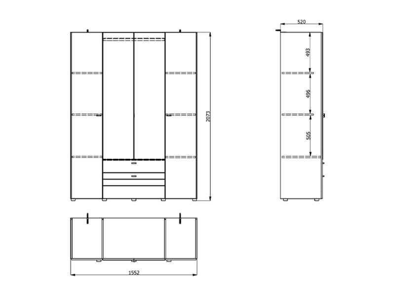 Ормар БИТИНИЈА 4К2Ф2О h207 ПК2- w367 Опак бела/Црна 5737 