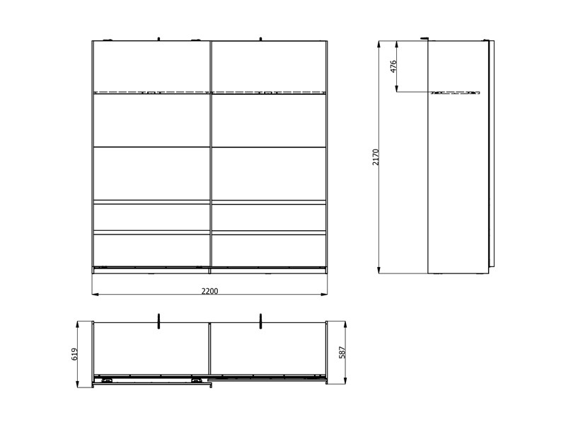 Гардеробер КОЛХИДА 270 ОГ h217 Пг3-w200 со полици 