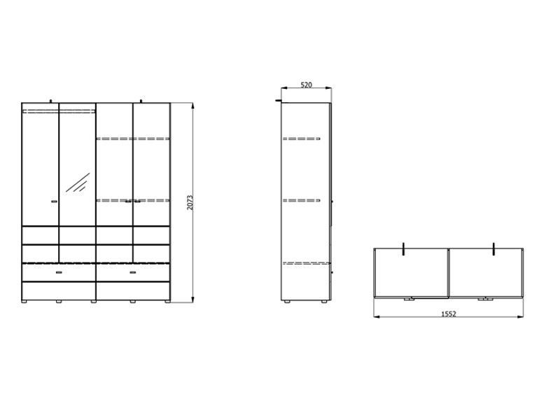 Ормар НЕВИС 4К2Ф1О h207 ПК2-w751 Артисан храст/Опак бела 