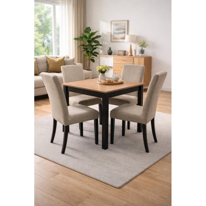 Трпезариска маса ЈУНИОР М Артисан храст плоча / Црна мат Вин 