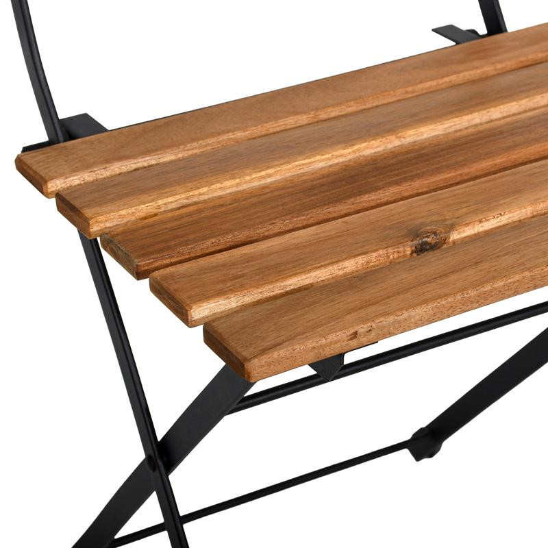 ГРАДИНАРСКИ СЕТ BSA72F001 МАСА 54x55x71cm СТОЛИЦИ 39x44x79cm ДРВЕН ДЕЗЕН ЦРНА КОНСТРУКЦИЈА 