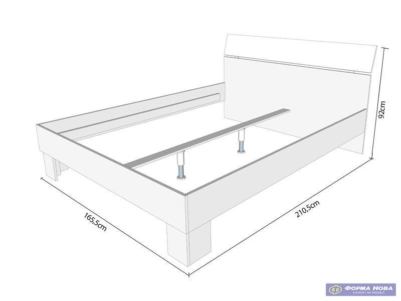Брачен кревет БОН 160* без под Сиви  храст/ Опак Бела 