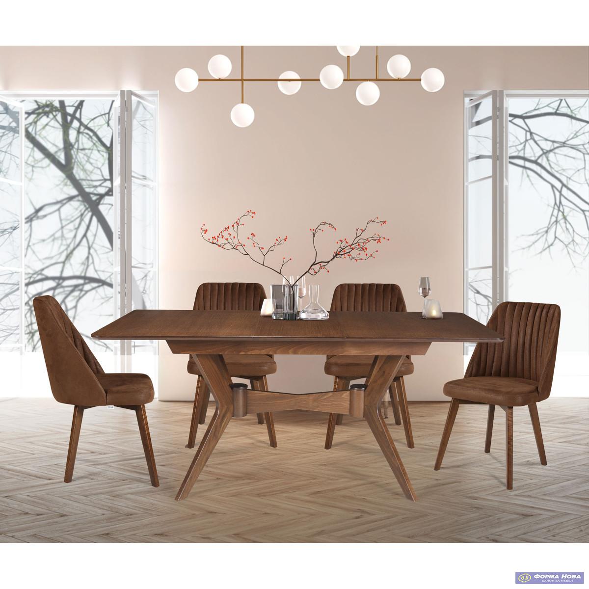 Трпезариска маса АРЕС -140ХЛ плоча Беж/ногарки Амаро Мит. 