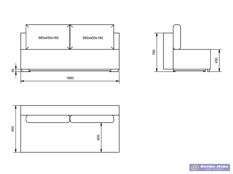 Лежај МИРЕЛО Штоф САНД 76 Тегет/ Штоф САНД 73 Плава 