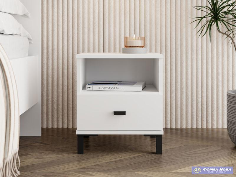 Ноќно ормарче САЛАМИС НО1Ф Опак бела 