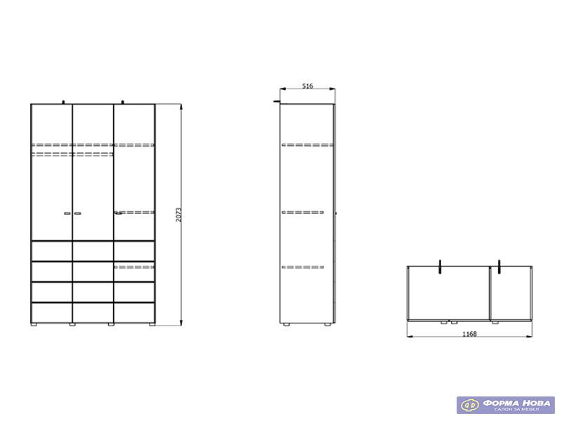 Ормар НЕВИС 3К х207 Артисан храст 
