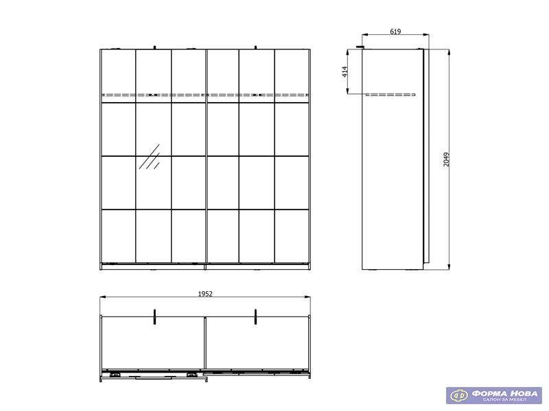 Гардеробер САЛАМИС 200 ОГ h205 Пг3-w200 Опак бела 