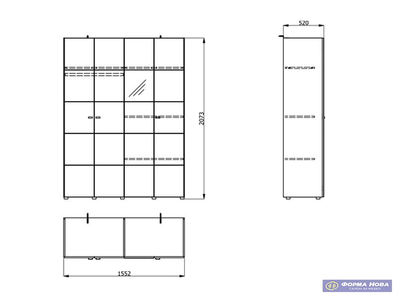 Ормар САЛАМИС 4К1О h207 ПК2-w751 Опак бела 