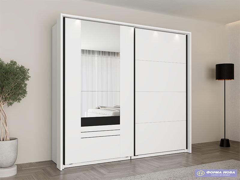 Гардеробер БИТИНИЈА 220 ОГ h205 Пг3-w220 Опак бела/Црна 