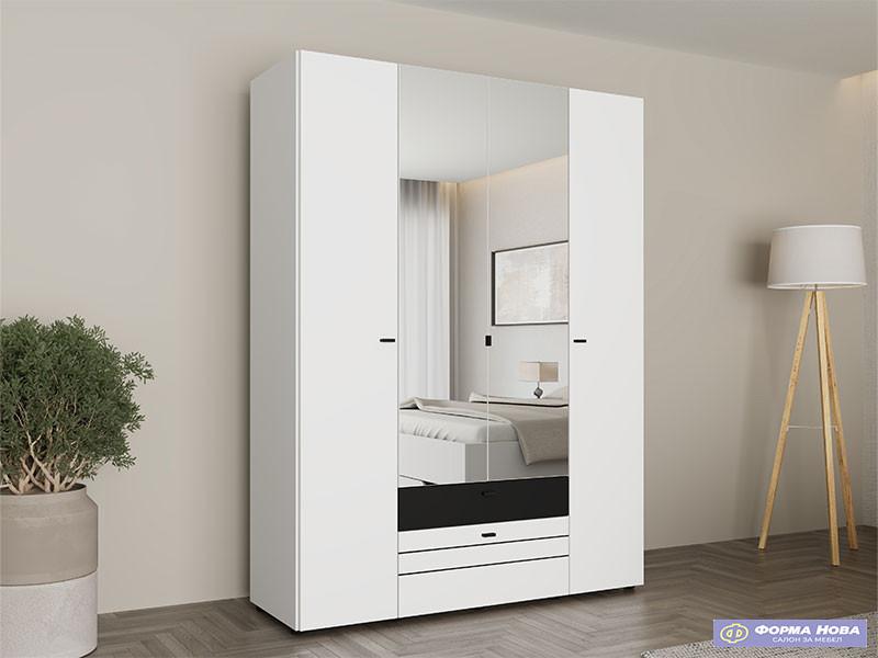 Ормар БИТИНИЈА 4К2Ф2О h207 ПК2- w367 Опак бела/Црна 5737 