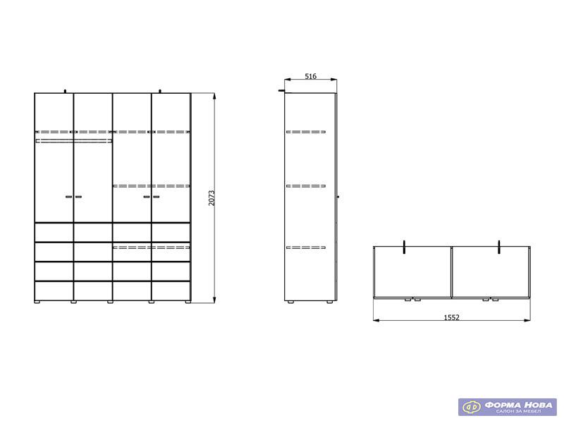 Ормар НЕВИС 4К h207 ПК2-w751 Артисан храст 