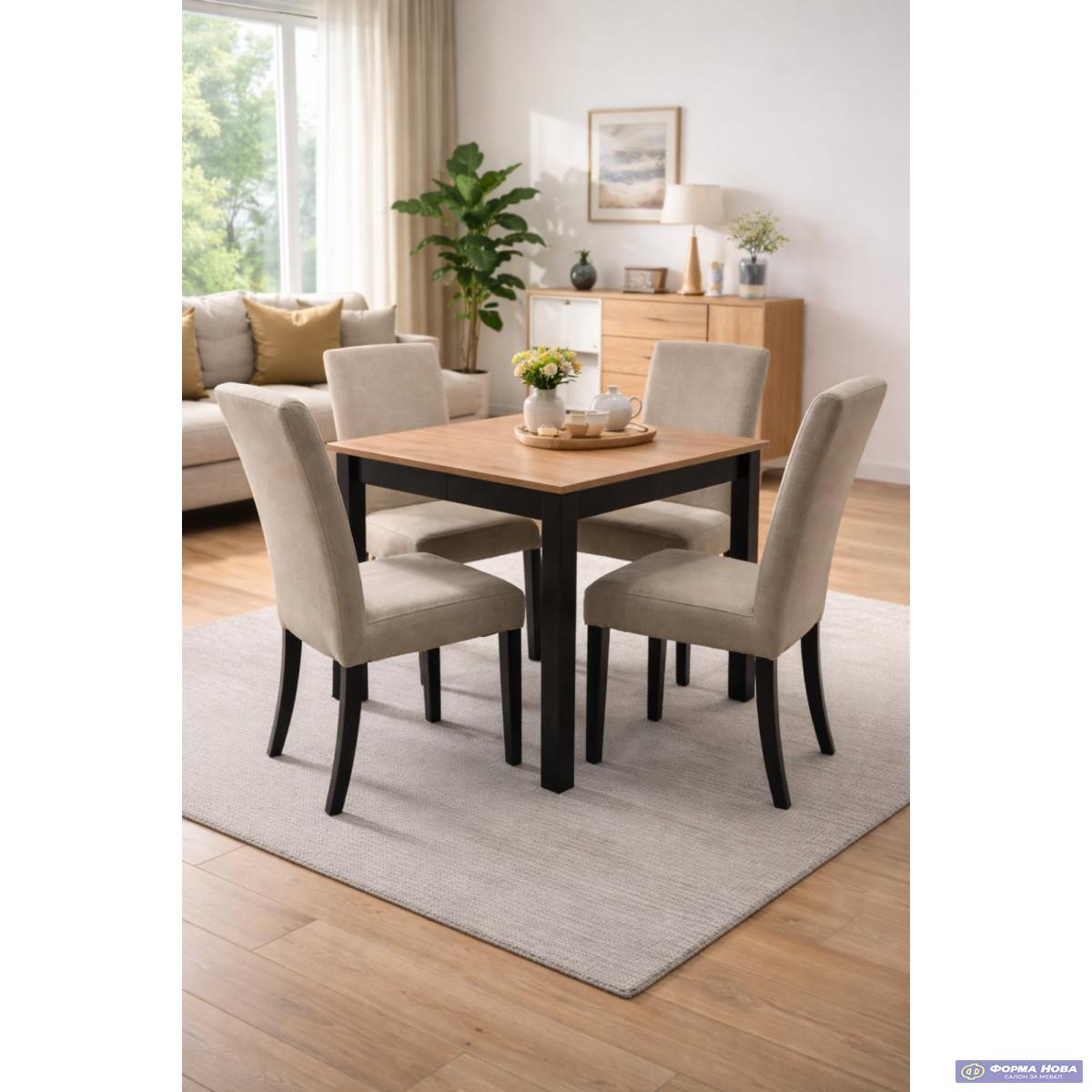 Трпезариска маса ЈУНИОР М Артисан храст плоча / Црна мат Вин 