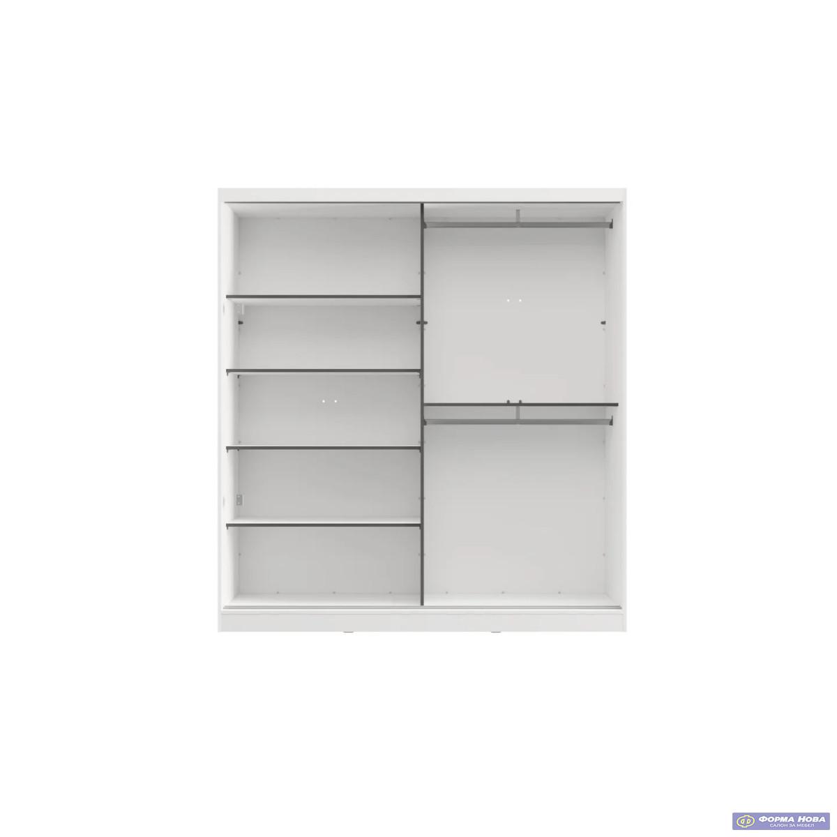 Гардеробер БАСО 200 Опак бела/ Црно Стакло 