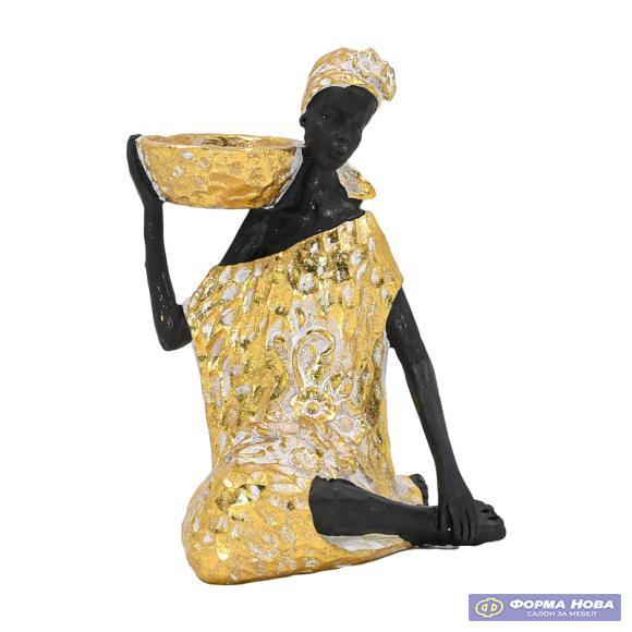 ДЕКОРАТИВНА ЖЕНСКА ФИГУРА XL245411 ЗЛАТНА 13x12x15 cm 
