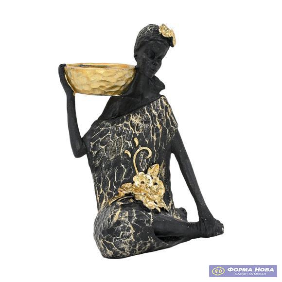 ДЕКОРАТИВНА ЖЕНСКА ФИГУРА XL245411 ЦРНА 15x12x15 cm 