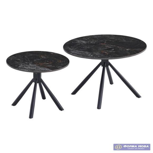 СЕТ ОД 2 КЛУБ МАСИЧКИ CT 25 8011 B ЦРНА КЕРАМИКА 11MM ЦРНИ МЕТАЛНИ НОГАРКИ 70x45+50x41CM 