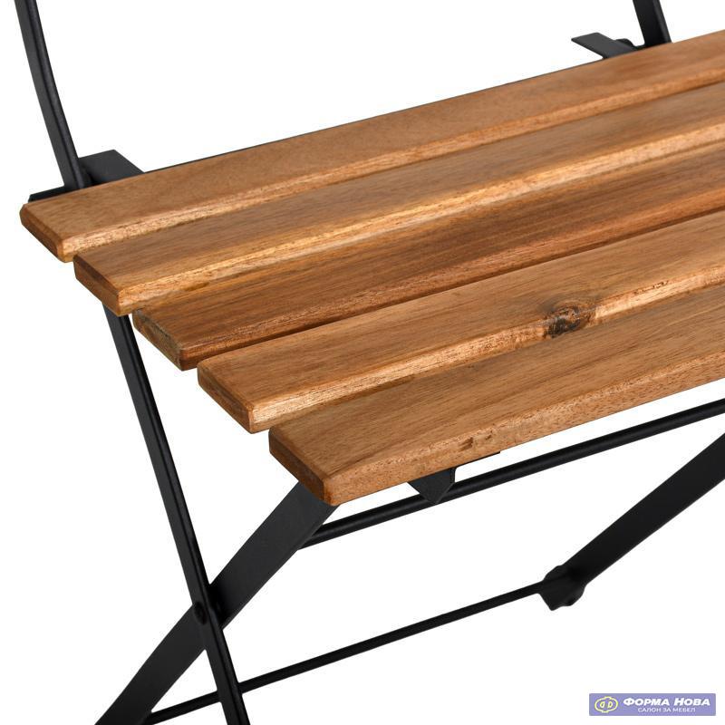 ГРАДИНАРСКИ СЕТ BSA72F001 МАСА 54x55x71cm СТОЛИЦИ 39x44x79cm ДРВЕН ДЕЗЕН ЦРНА КОНСТРУКЦИЈА 